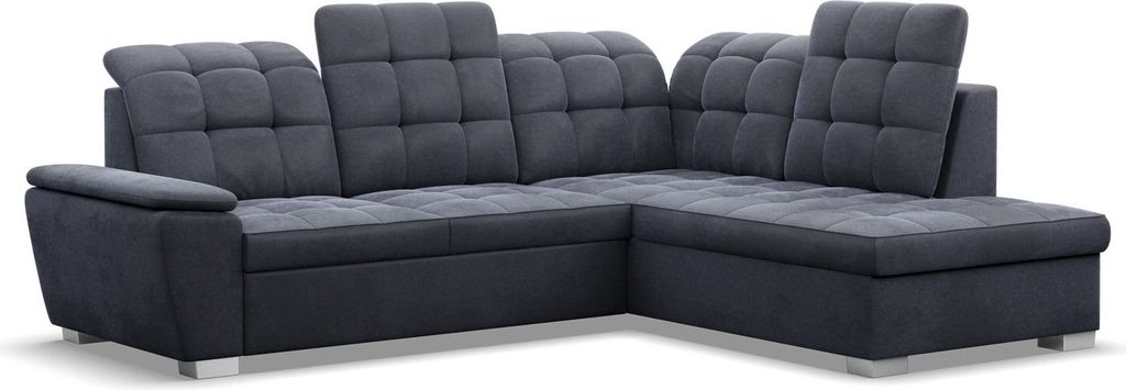Ecksofa BARON Medium - Version, 255 x 200 x 105, RECHTS - mit Schlaffunktion, Farben Dunkelgrau, Zusatzfunktionen: Schlaffunktion (Delfin),