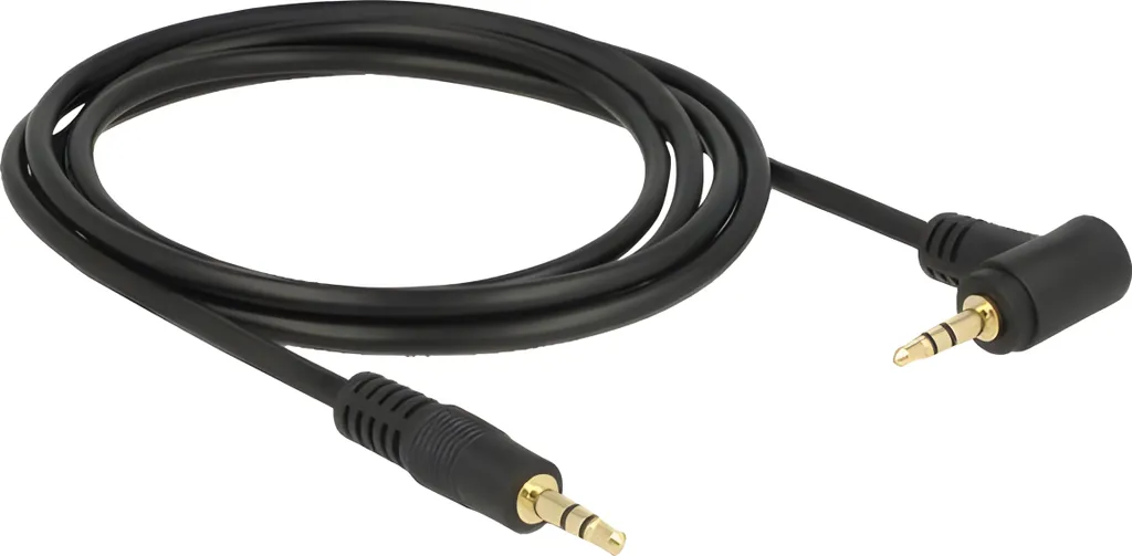 DELOCK Câble Jack 3.5mm Mâle vers Femelle 90° Noir de 2.00m de Longueur