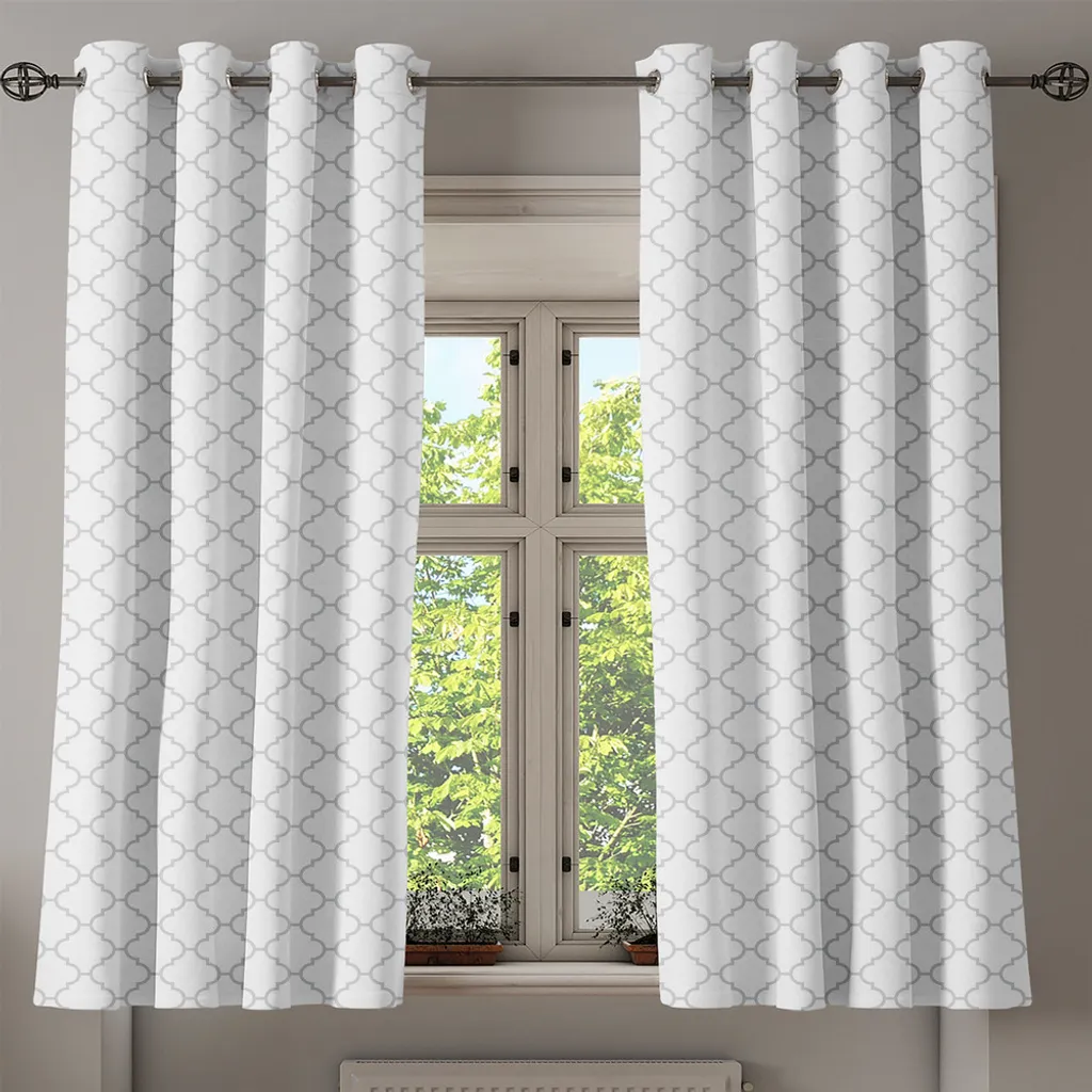 Rideau de salon gris design géométrique pour décoration moderne 280cm - 2