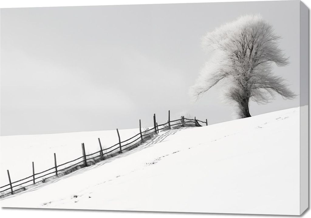 Bild 100x70cm Einsamkeit des Winters am Zaun