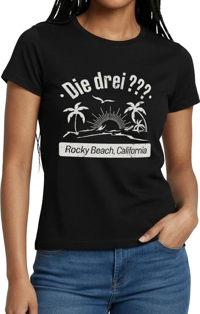 Spreadshirt Die Drei Fragezeichen Rocky Beach Design Mit Palmen Frauen T-Shirt, XXL, Schwarz