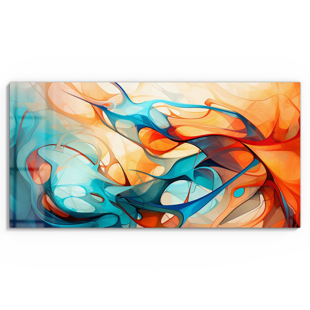 DEQOART Glasbild Echtglas 60x30 cm 'Fluss der Kreativität' Wandbild Bild modern Deko
