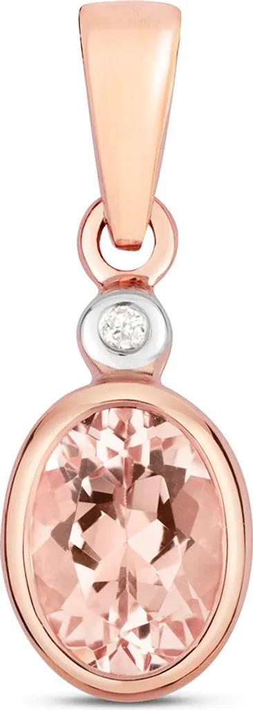 Pendentif Femme en Or Rose avec Morganite et Diamant Brillant H