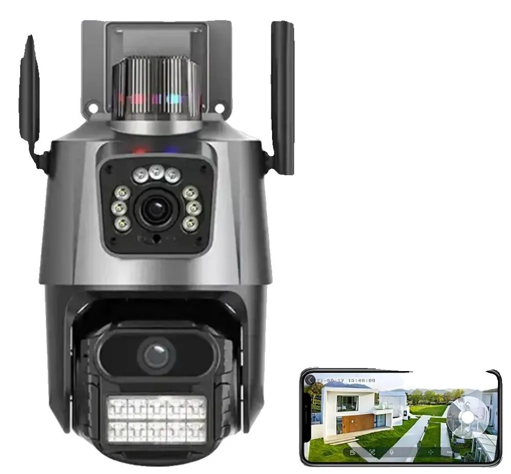 Caméra IP 12 MP avec Vision 360° et Carte 128 Go - Sécurité WiFi 8 MP