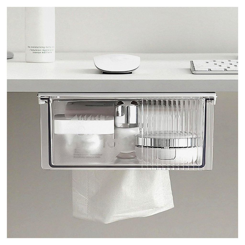 Untertisch-Schublade - Platzsparend ohne Bohren, Schubladenaufsatz für Untertischbox, für Büro, Wohnzimmer, Homeoffice, Taschentücher, Stifte, ...
