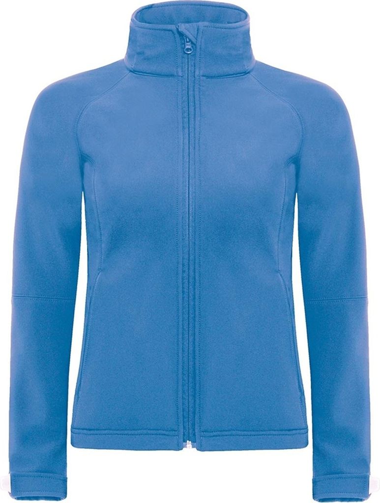 B&C Damen Softshell-Jacke mit Kapuze, winddicht, wasserfest, atmungsaktiv BC2004 (S) (Azurblau)
