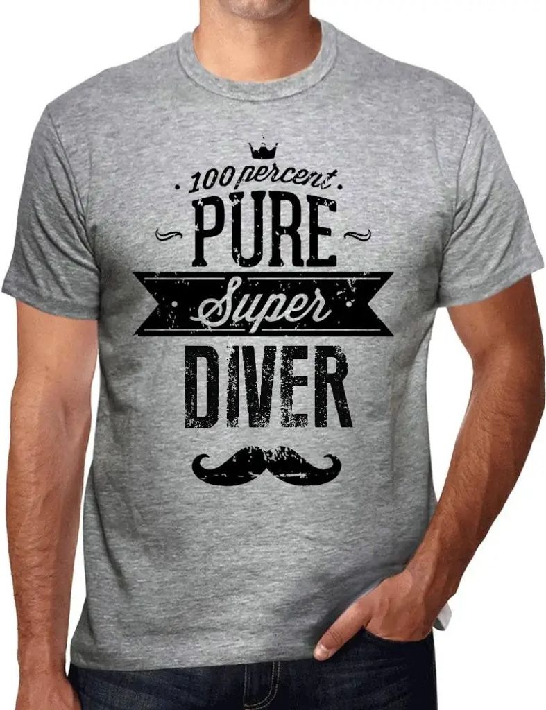 Herren Grafik T-Shirt 100% reiner Supertaucher – 100% Pure Super Diver – Öko-Verantwortlich Vintage Jahrgang Kurzarm Lustige Druck Geburtstag ...
