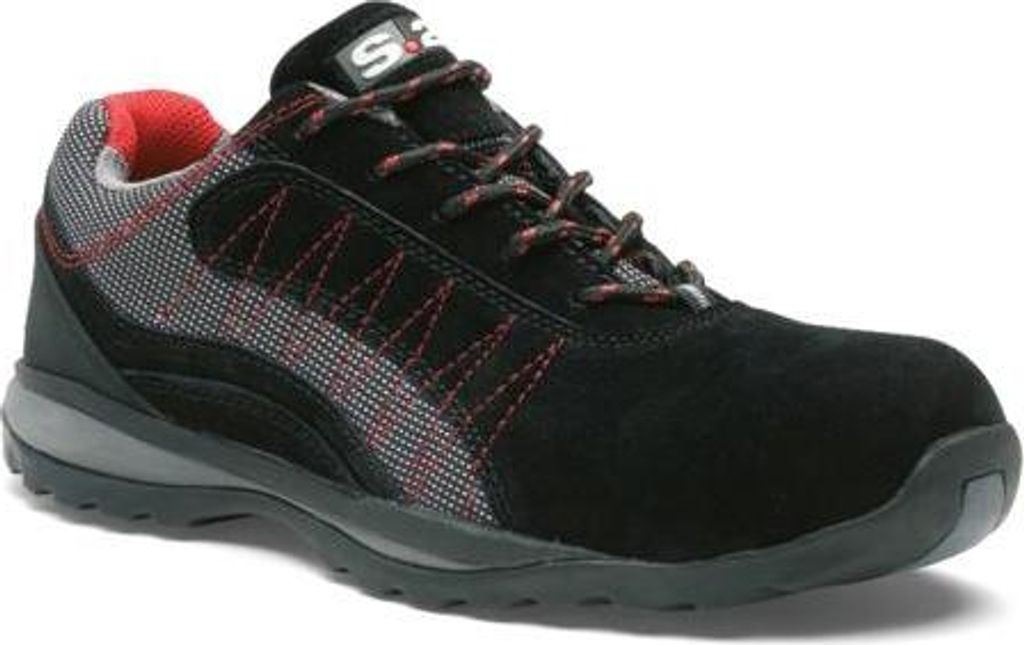 Halbschuh ZEPHIR S1P - S 24 BOSSI INDUSTRIE - Veloursspaltleder schwarz/grauer Stoff - Größe 42 - 5122-42