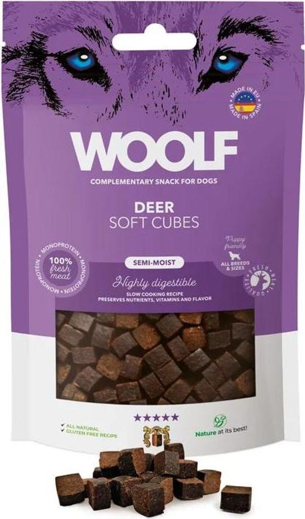 Woolf - Weiche Würfel - Hirsch - Monoprotein - 100g