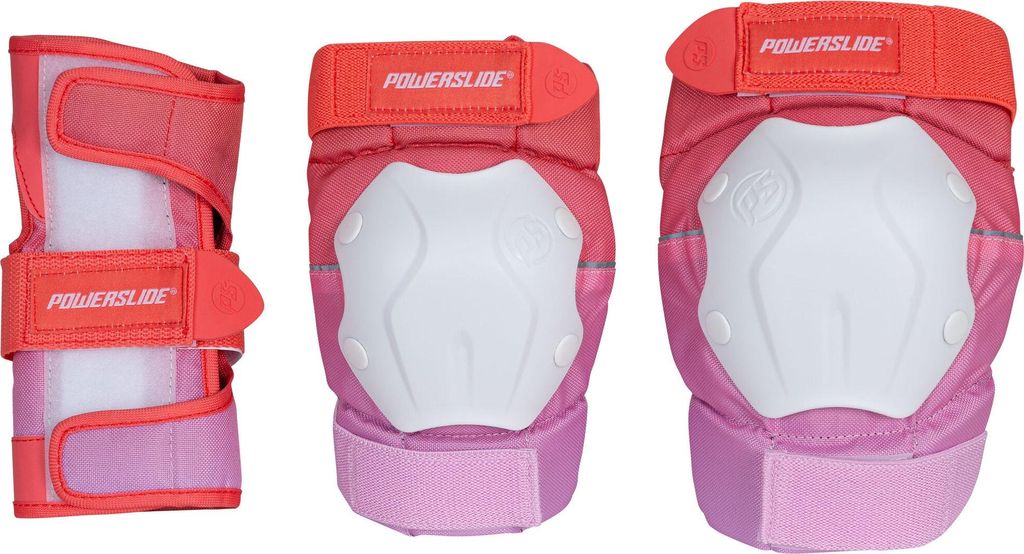 Powerslide Standard Women Schutzausrüstung Set – Knie-, Ellenbogen- & Handgelenkschoner – Damen Schutzset für Skating – Rot/Pink – EN 14120