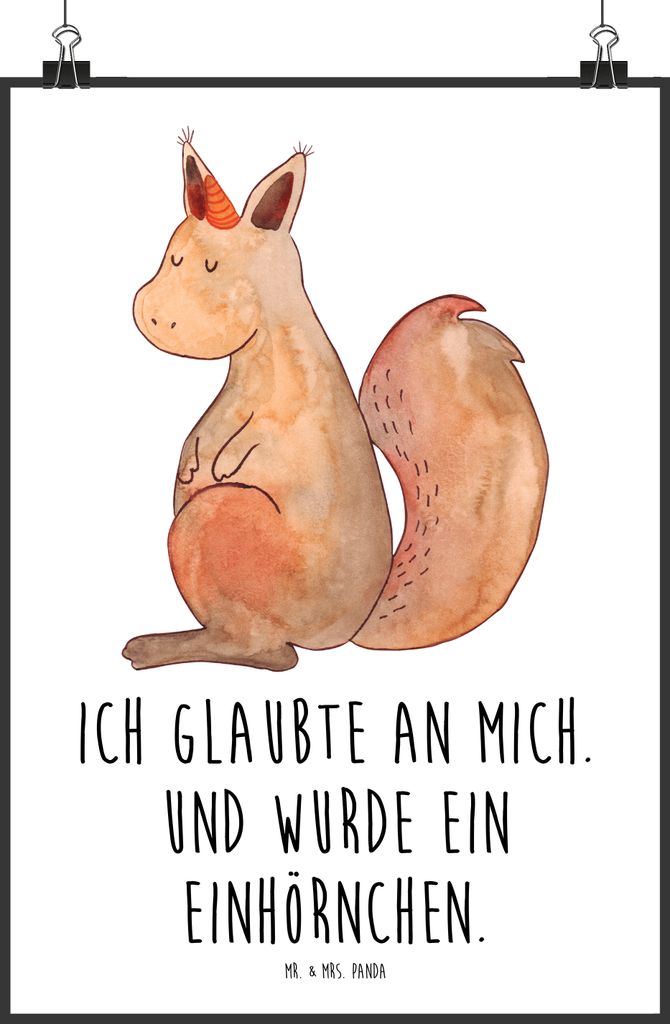 Mr. & Mrs. Panda Bild Einhorn Glauben DIN A0 - Weiß - Geschenk, drucke, Eichhörnchen, Wandschmuck, Wanddeko, Einhörnchen, Unicorn, Eichhorn, Ein...