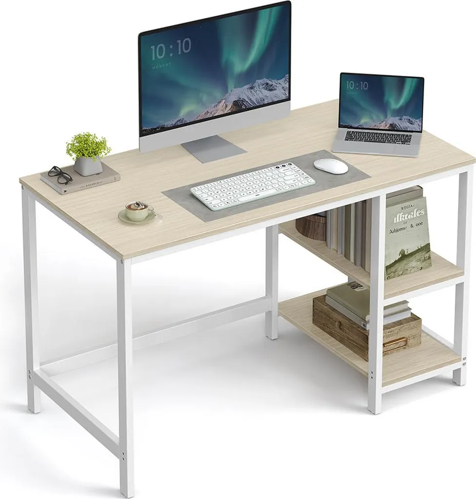 Bureau design industriel avec 2 étagères modulables pour petit espace