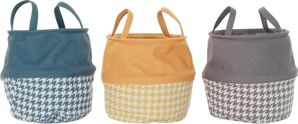 Panier à linge compact pour petit espace jaune et gris lot de 3 pièces