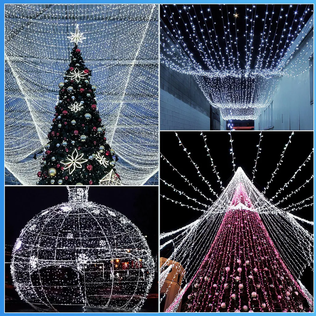 Luci Feste 1000 LED 200M Bianco Freddo Jayseuw Matrimoni e Giardino - 4