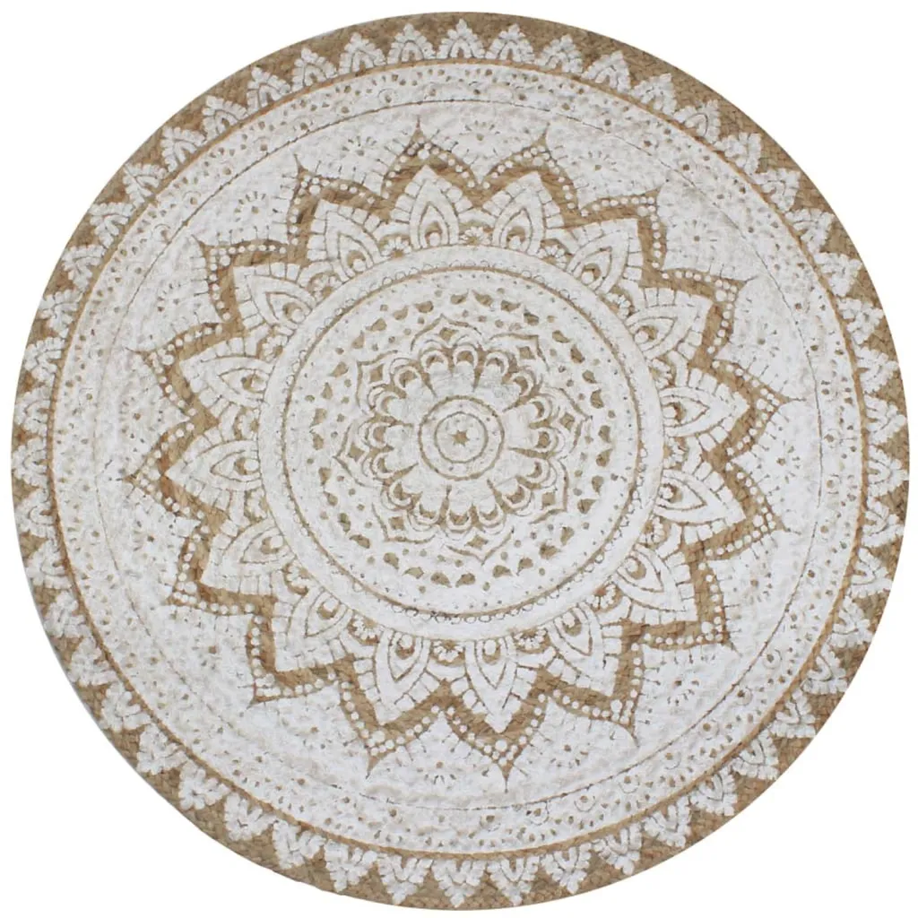 Tapis Jute Tressé Imprimé 150 cm - Texture Robuste et Finition Artisanale