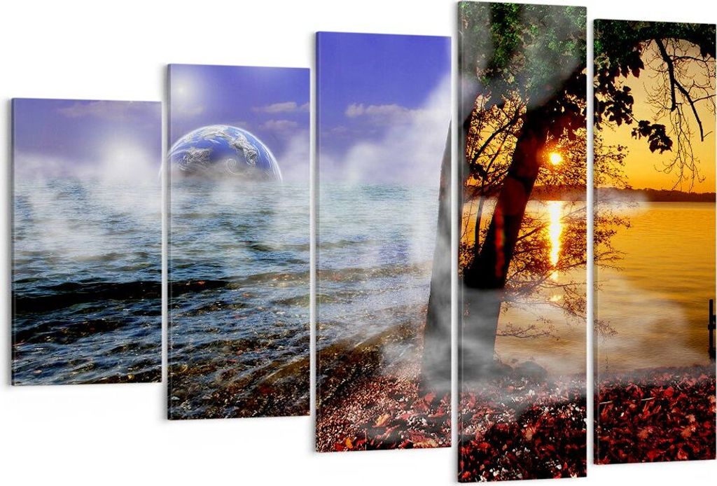 Bild auf Leinwand - Leinwandbild - Abstraktion Umwelt Erde - 150x100cm - Wand Bild - Wanddeko - Leinwanddruck - Bilder - Kunstdruck - Wanddekoratio...