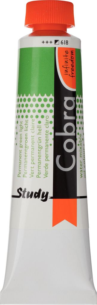 Cobra Study Wassermischbare Ölfarbe Tube 40 ml Permanentgrün Hell 618