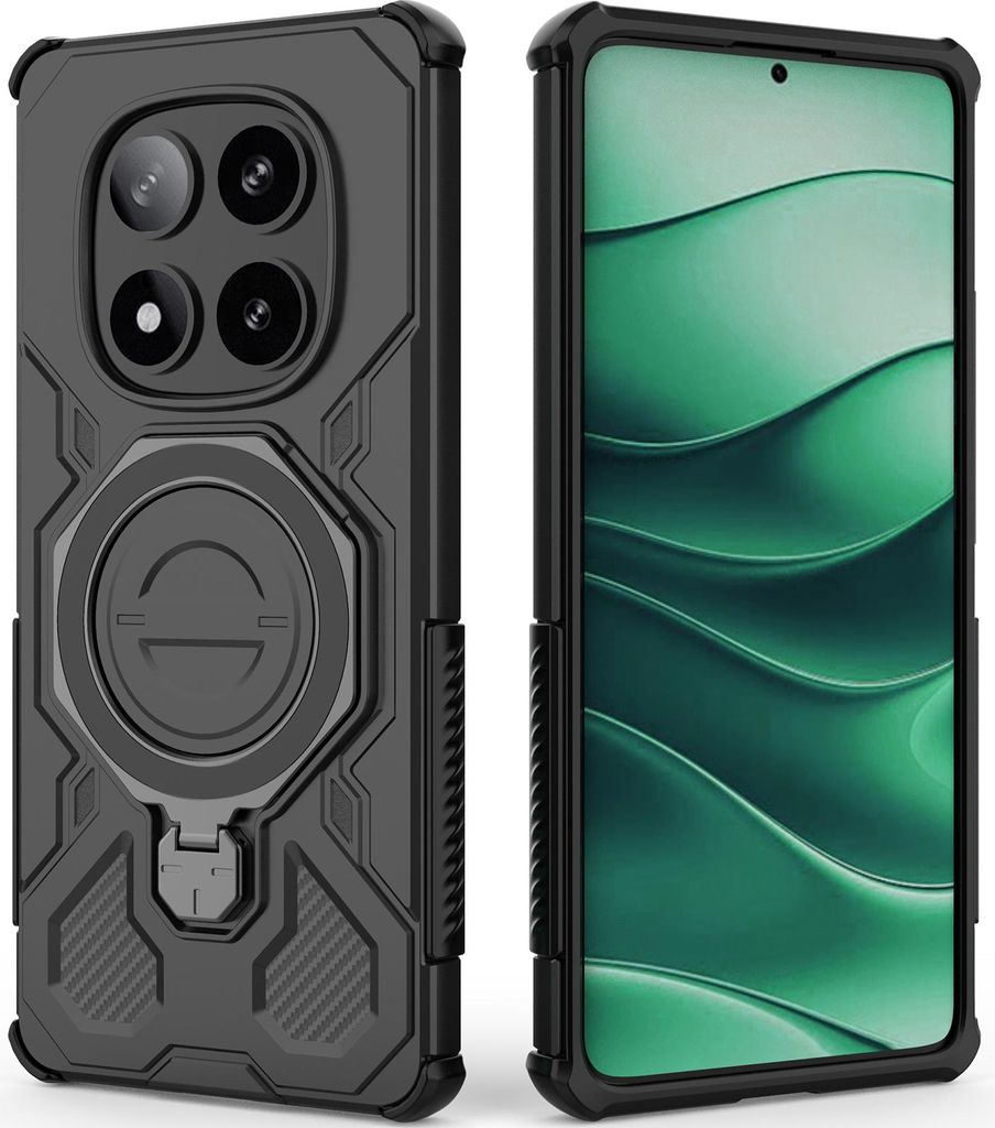 Robuste Handyhülle für Xiaomi Poco X7 /Redmi Note 14 Pro 5G mit Ringhalter Ständer Stoßfest, Magnetisch, Dual-Layer Schutz Schwarz