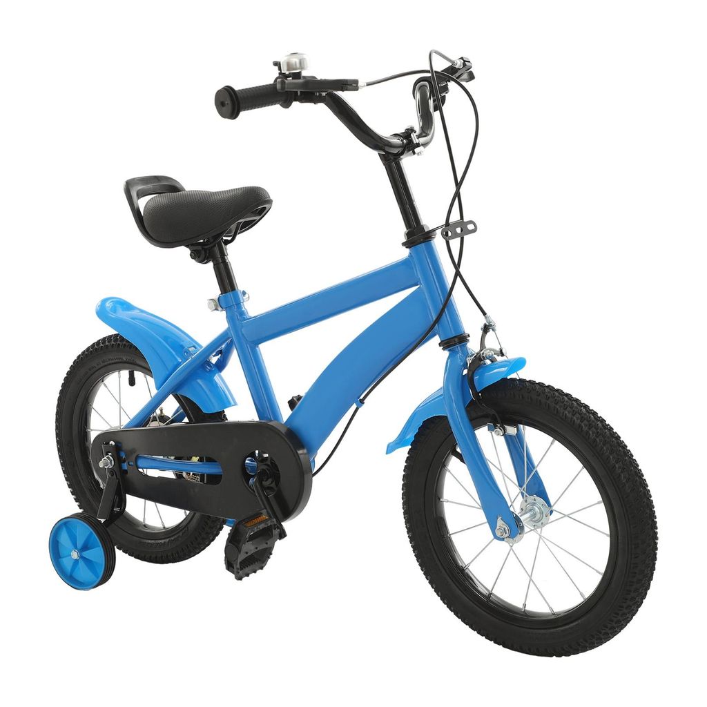 14 zoll Kinderfahrrad mit Stützrädern blau Lernfahrrad für Kinder
