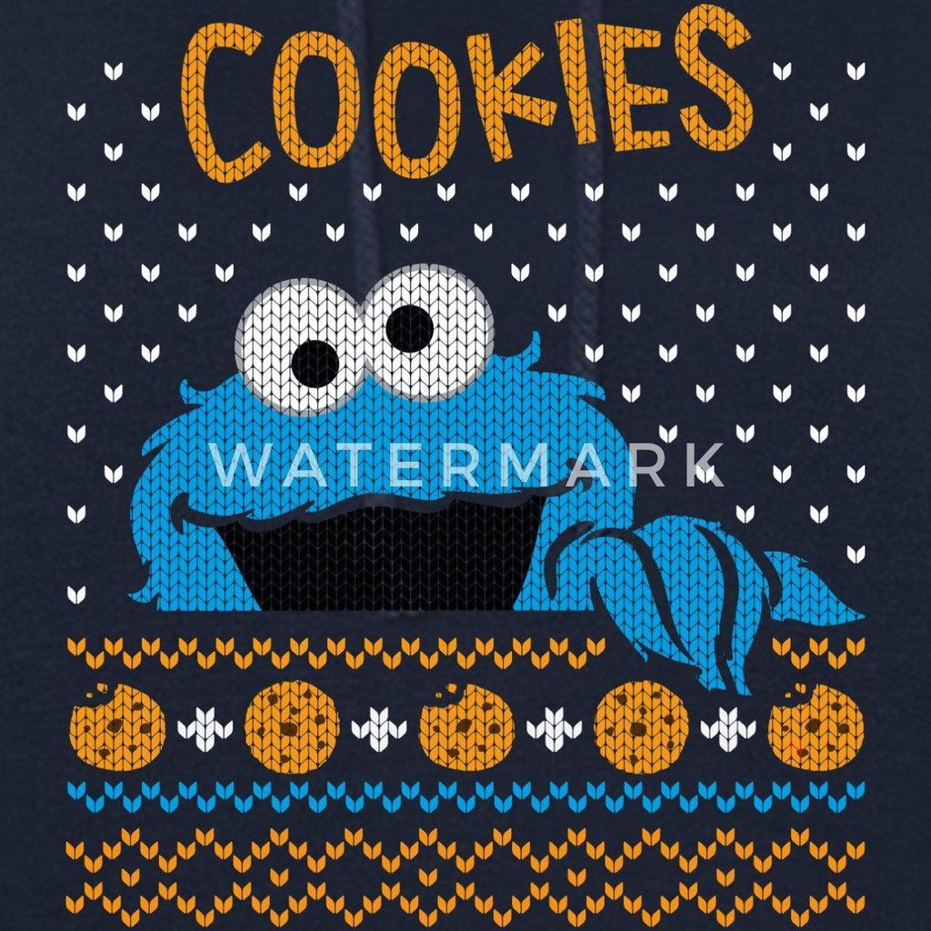 Spreadshirt Sesamstraße Krümelmonster Ugly Xmas Damen Hoodie, XXL, Navy