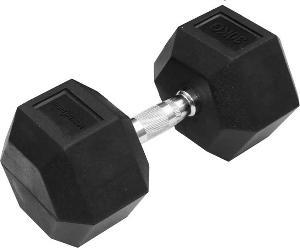 Sporttrend 24 Hexagon Hantel 1-50KG, Einzeln, verchromter Griff | sechseckige Kurzhantel, rutschfeste Kompakthantel, gummierte Hex Hanteln (1x40KG)