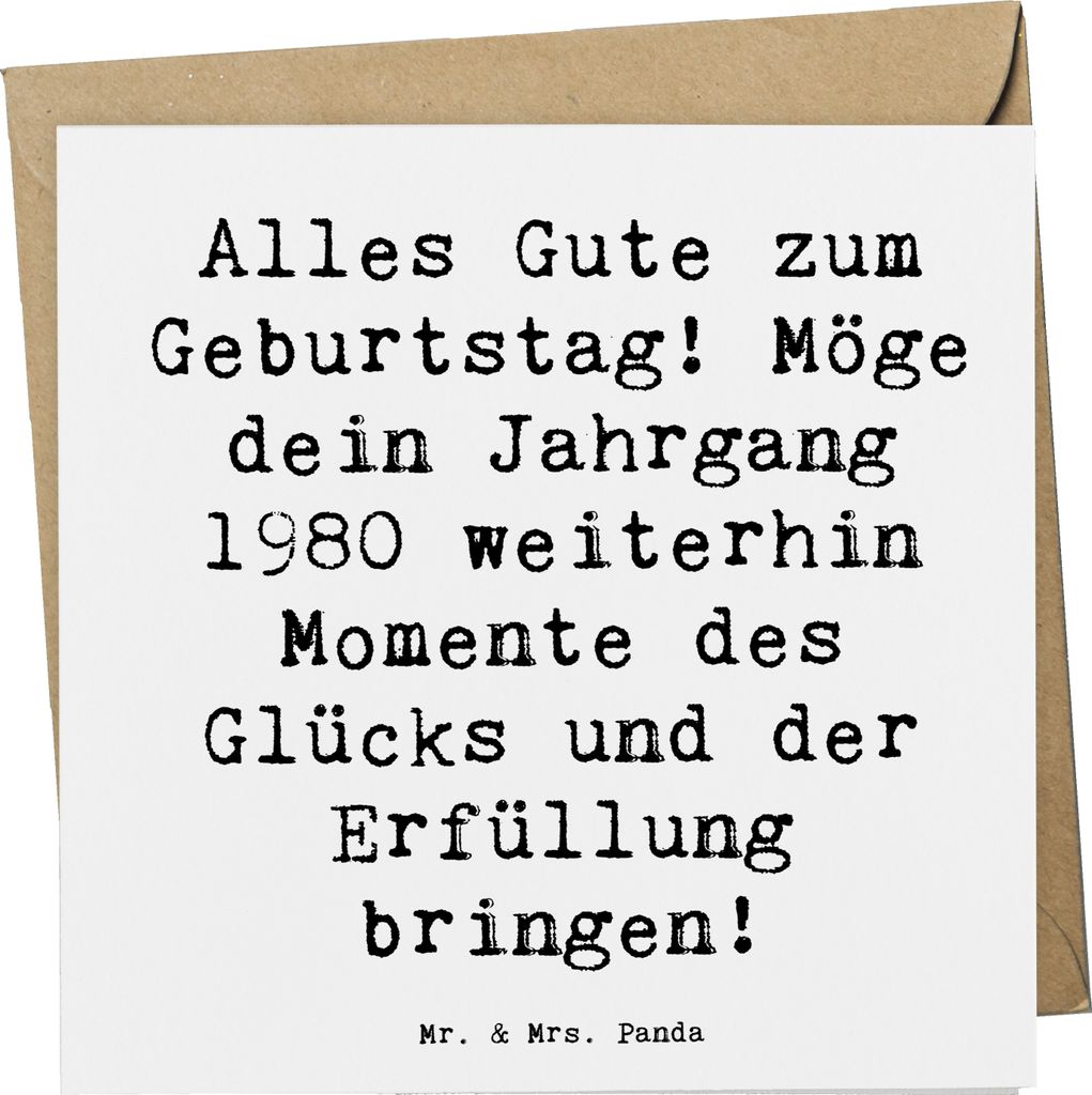 Mr. & Mrs. Panda Glückwunschkarte Spruch 1980 Geburtstag - Weiß - Geschenk, faltkarte, Leben genießen, Grußkarte, Happy Birthday, anlasskarte, ...