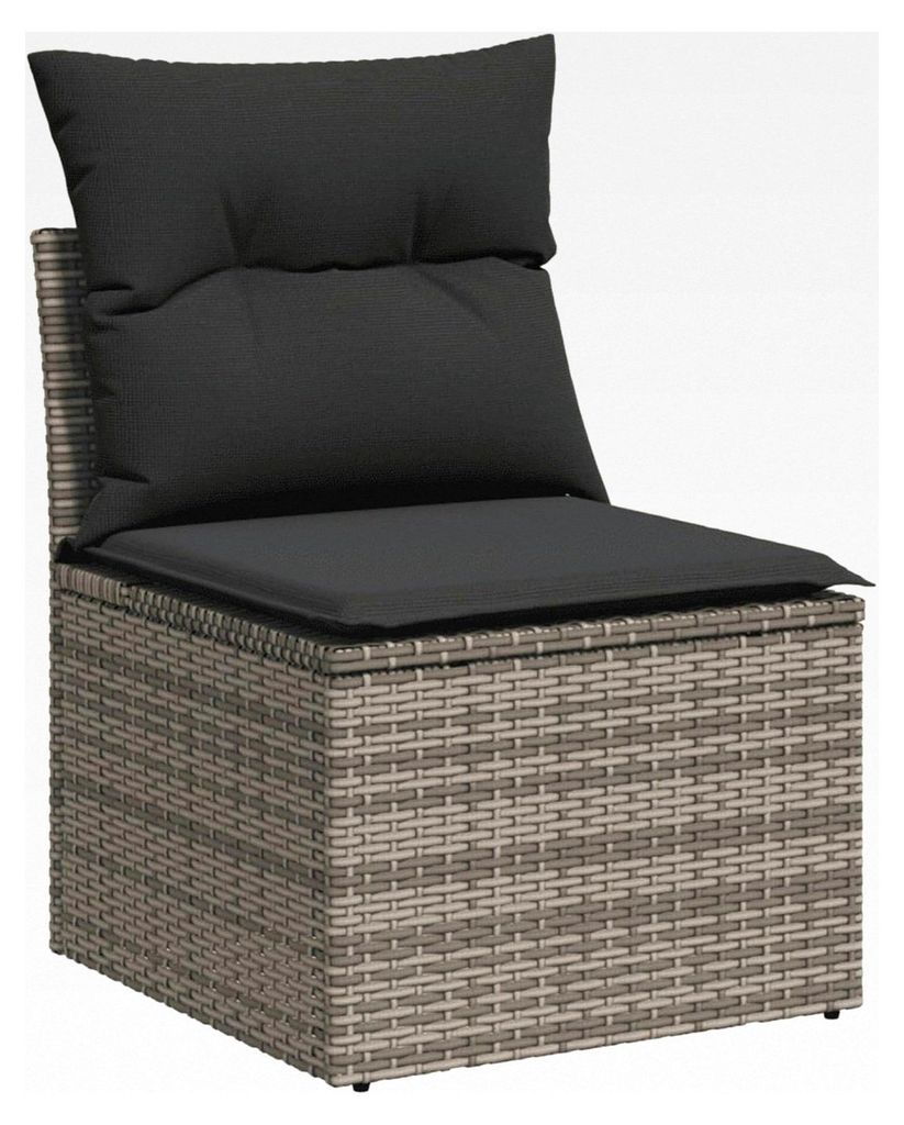 Gartenlounge mit Stauraum für Balkon und Terrasse, 4-teilig, grau