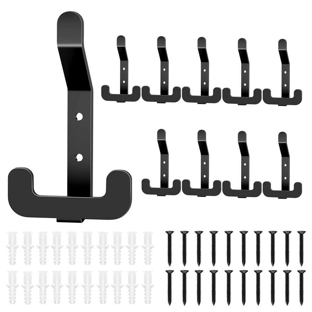 10 Kleiderhaken aus Edelstahl, schwarze Garderobe, Wandhaken, Wandgarderobe, Haken für Akustikpaneele, Schlafzimmer, Badezimmer, Küche, für Män...