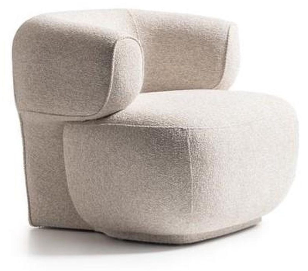 Moderner Beiger Stoffsessel mit Holzrahmen für Wohnzimmer