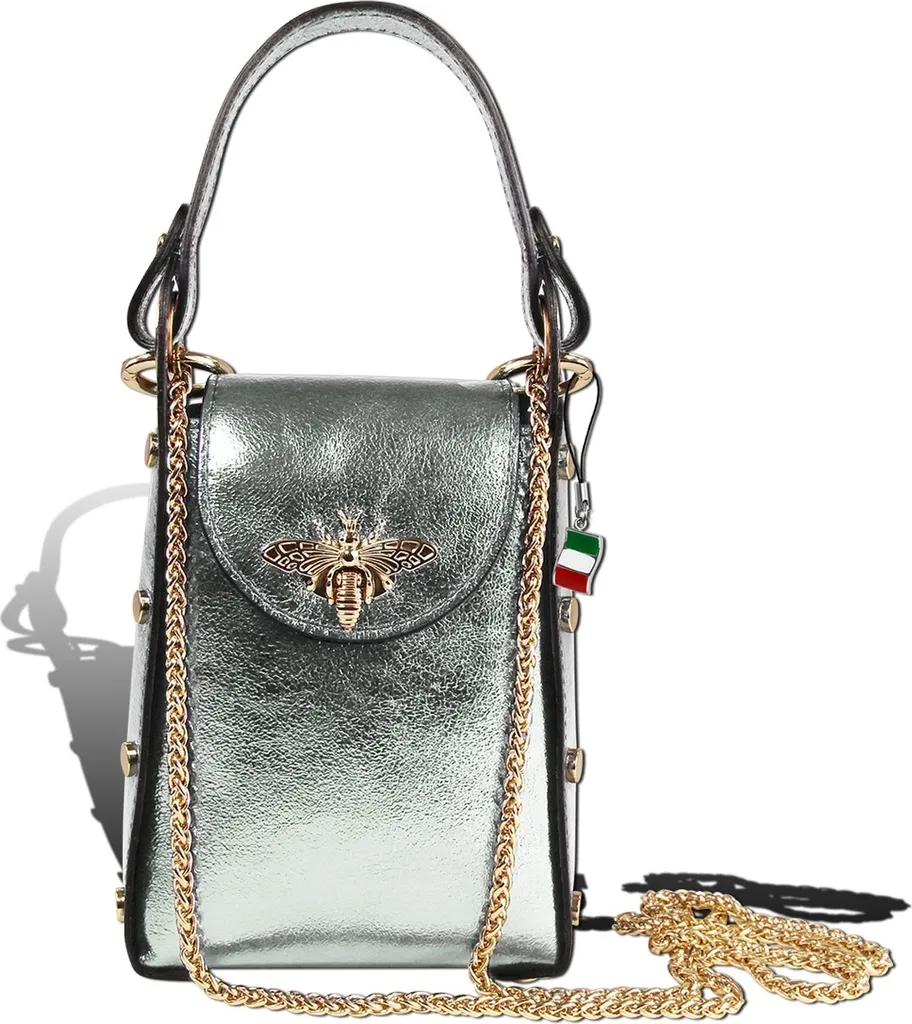 Sac Bandoulière Argenté en Cuir Florence Idéal pour Soirée et Ville