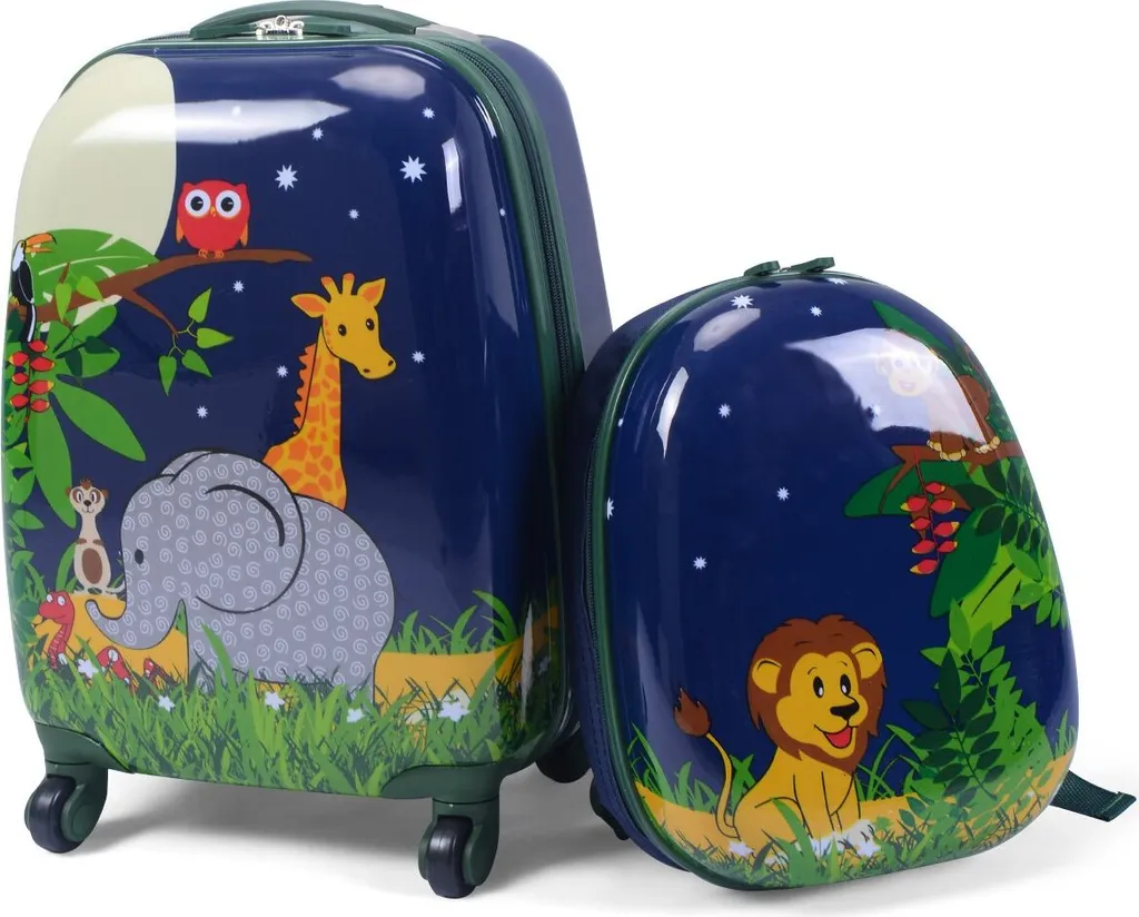 Set Valigia Trolley + Zaino Bambini Costway Navy Blue Design