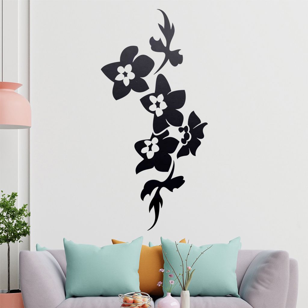Blumen - Linien Wandtattoo in 6 Größen - Wandaufkleber Wall Sticker - Dekoration, Küche, Wohnzimmer, Schlafzimmer, Badezimmer