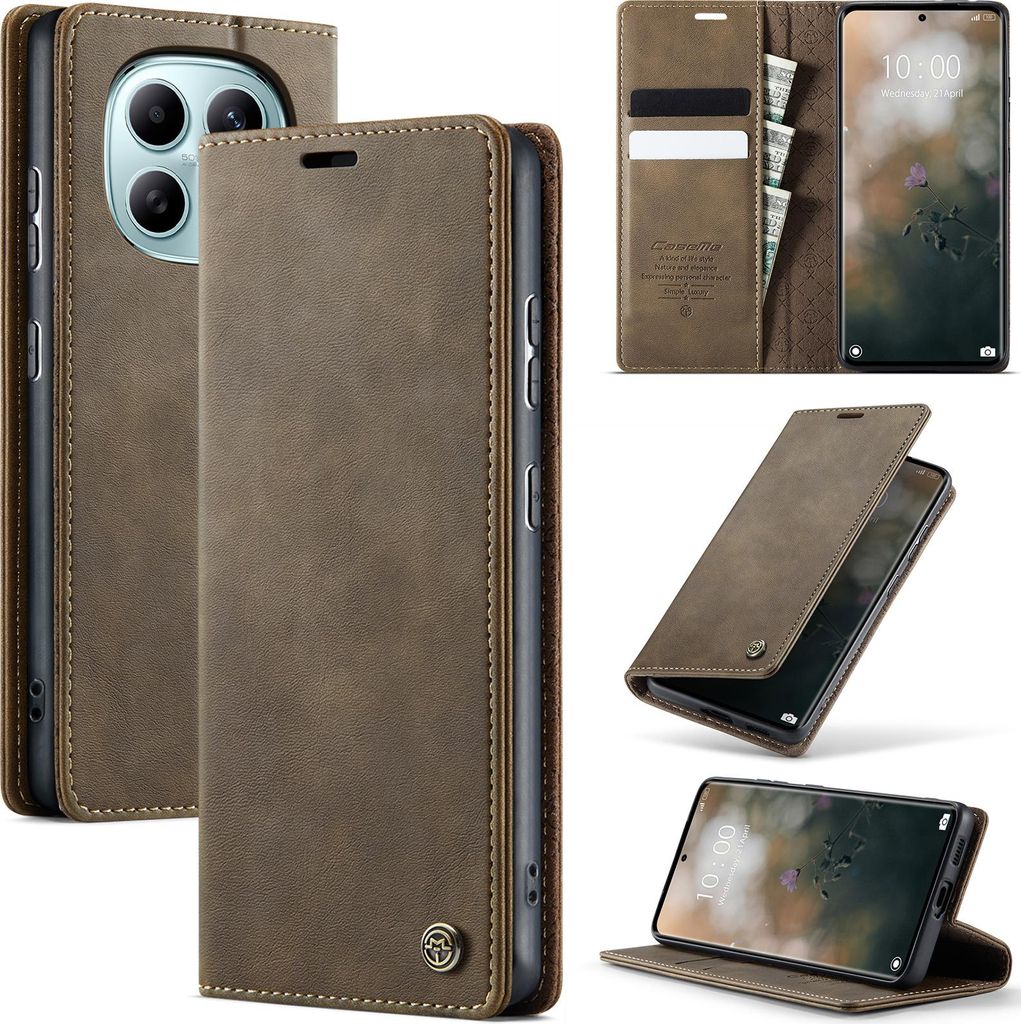 Handyhülle für Xiaomi Redmi Note 15 5G/4G Hülle Leder mit RFID Schutzhülle Klapphülle Magnet Kartenfach Standfunktion Braun