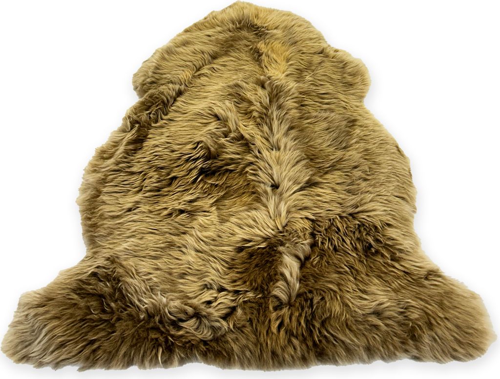 Australisches Merino Lammfell FINN Naturform hochwollig Taupe braun 95cm