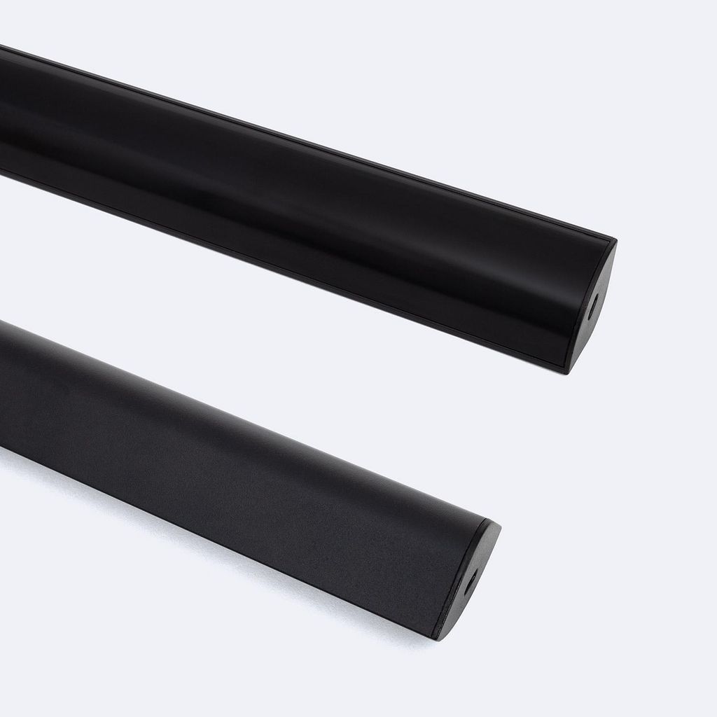 Aluminiumprofil Ecke Rund für LED Streifen bis 20 mm Schwarz 2 m Schwarz transluzent