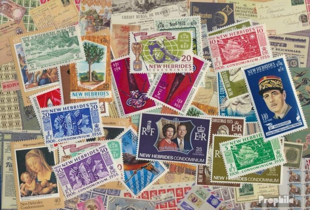 Briefmarken Neue Hebriden 25 verschiedene Marken Produktbild 