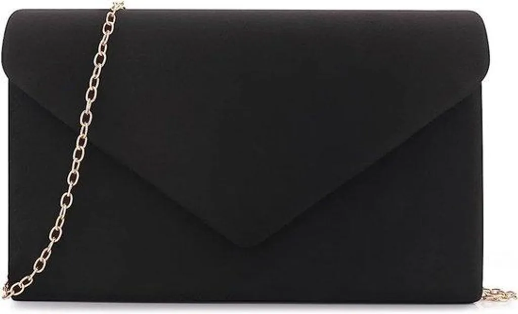 Pochette de soirée en velours noir doux avec bandoulière amovible