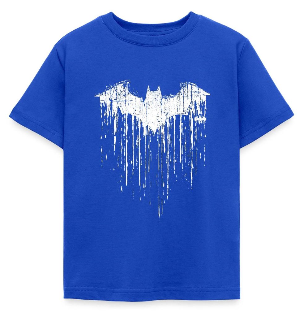 Spreadshirt DC Comics Batman Fledermaus Used Look Kinder T-Shirt, 98/104 (3-4 Jahre), Royalblau
