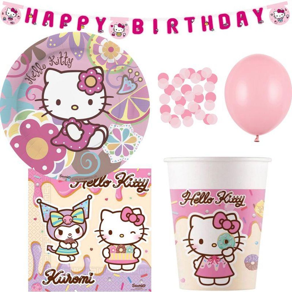 Hello Kitty Kindergeburtstag Party Deko Set Teller Becher Produktbild 