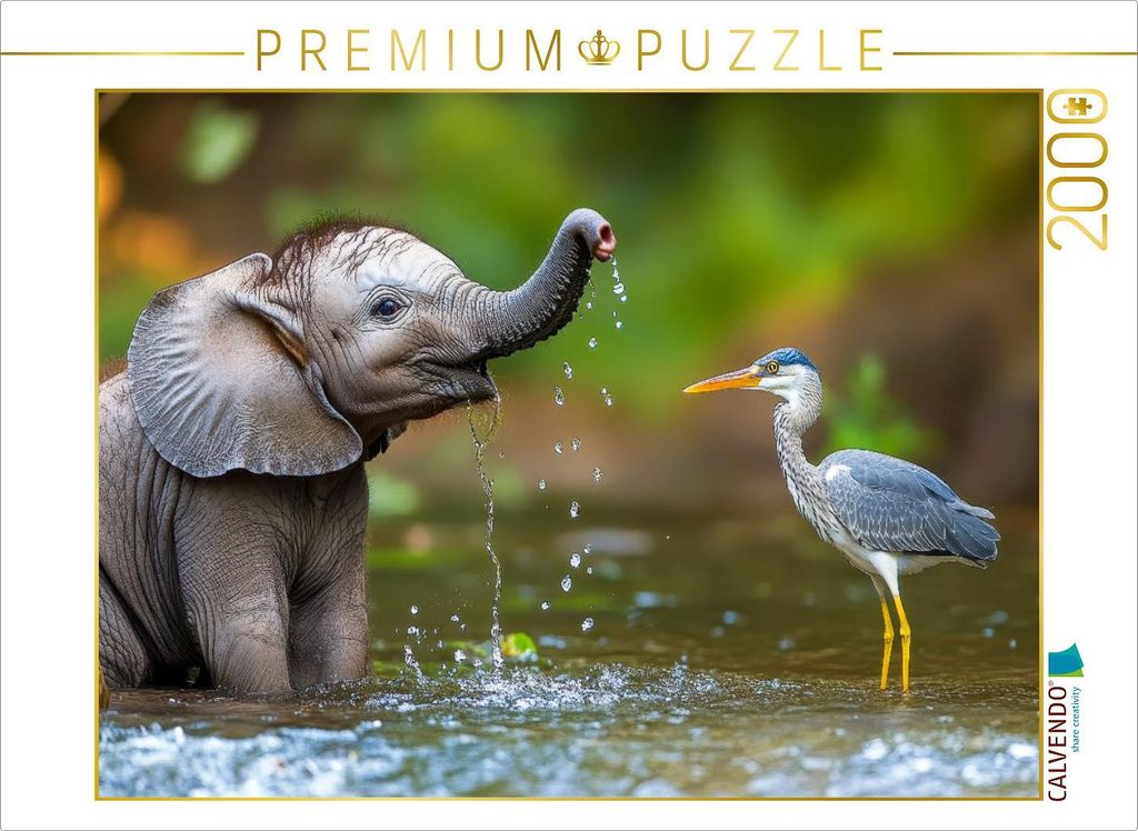 CALVENDO Puzzle Elefanten | 2000 Teile Lege-Größe 90x67cm Foto-Puzzle für glückliche Stunden