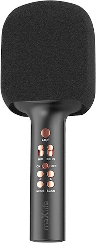 MaxLife Bluetooth-Mikrofon mit Lautsprecher MXBM-600 Schwarz Kabellos Lautsprecher mit Microfon 3W Kompatibel mit iPhone, Android, 1200 mAh Akku für Kinder, Erwachsene