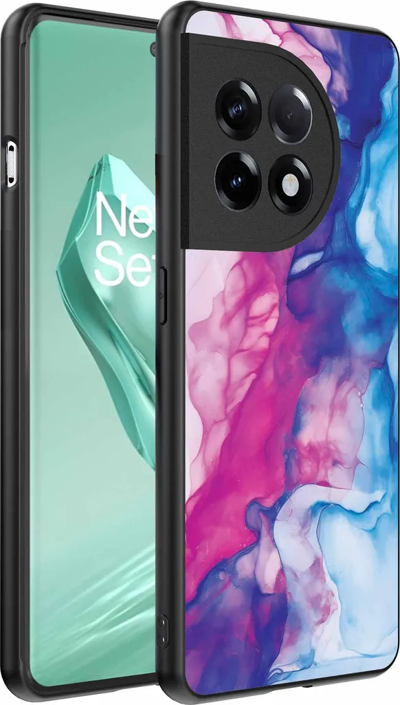 Adatta per OnePlus 12R Custodia per telefono con stampa di marmo blu rosa - TPU Backcover Case Rose Blue Marble Design - Smartphonica