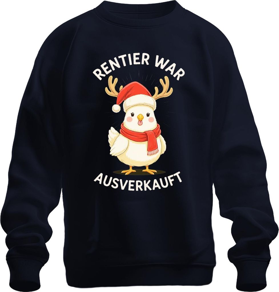 Rentier war t lustiges Küken Weihnachten Geschenk Uni Sweatshirt Pullover, Navy, XXL