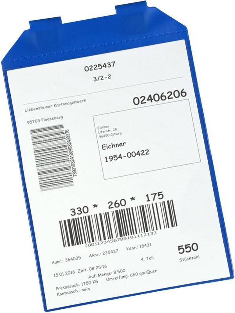 Dokumentenhülle mit magnetischen Schlaufen, aus PVC, zum Aufhängen an Gitterboxen, mit Regenschutzklappe, für den Außenbereich verwendbar, Blau...