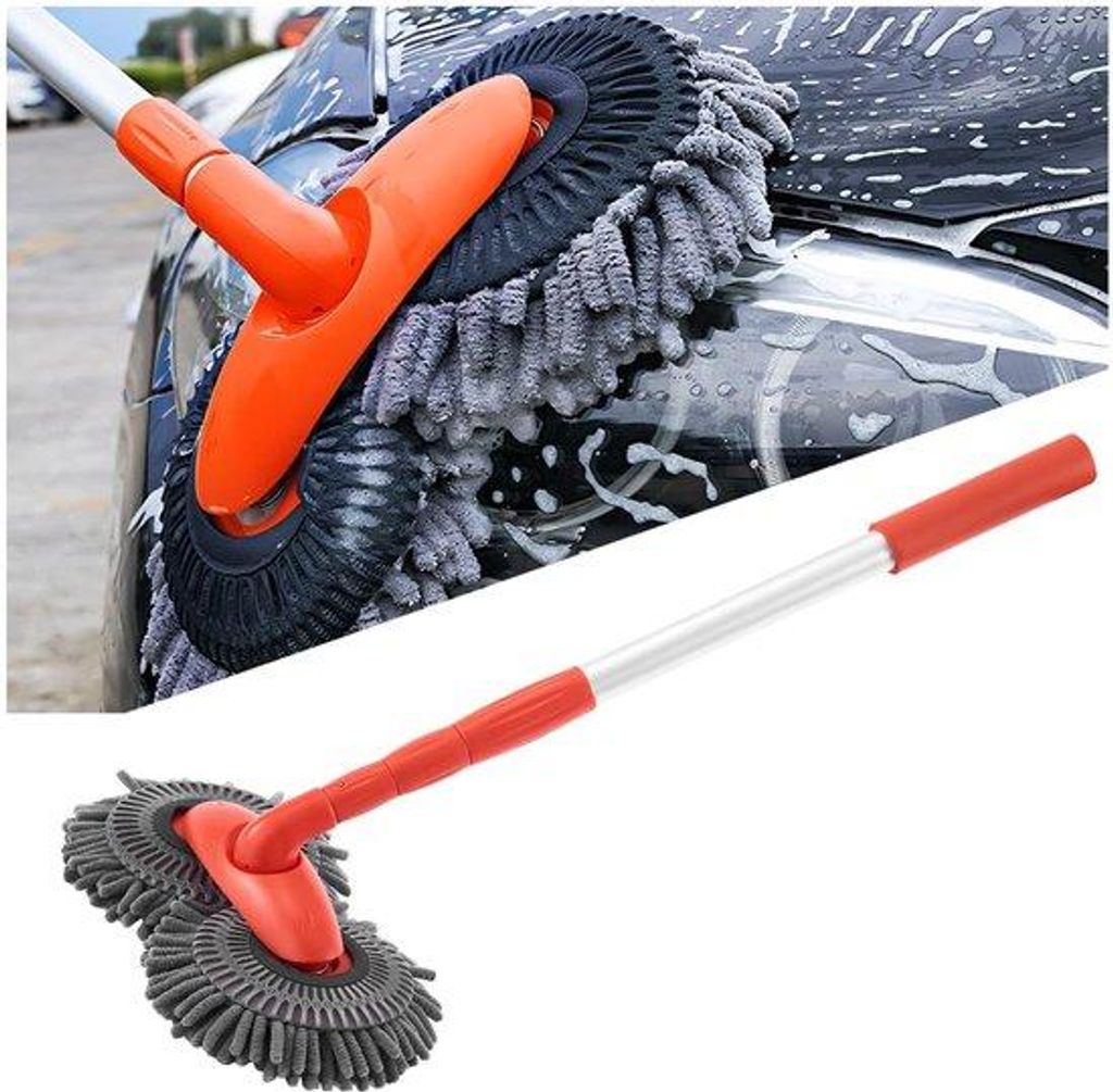 Doppelkopf Autowaschborste mit Chenilleborstenhaaren, 360 Produktbild 