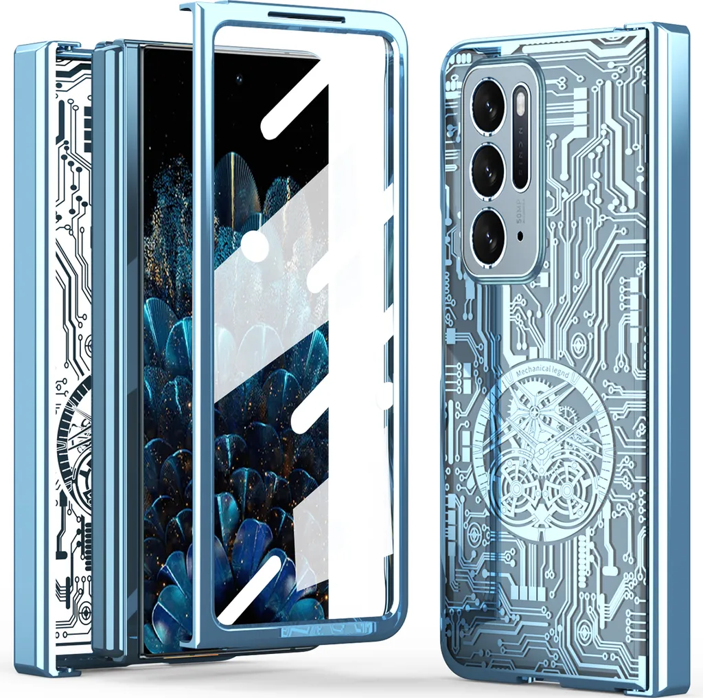 Custodia Oppo Find N Galvanizzata - Protezione Cerniera e Vetro Blu