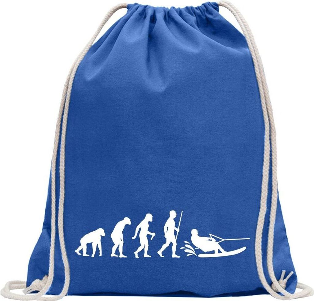 Kiwistar - Turnbeutel - royal - Wakeboarden Ski Evolution - Fun Rucksack Sport Beutel Gymsack Baumwolle mit Ziehgurt