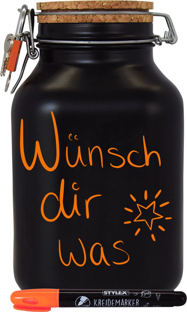 Spardose Geld Geschenk Ideen Neon Beschriftung orange Größe Produktbild 