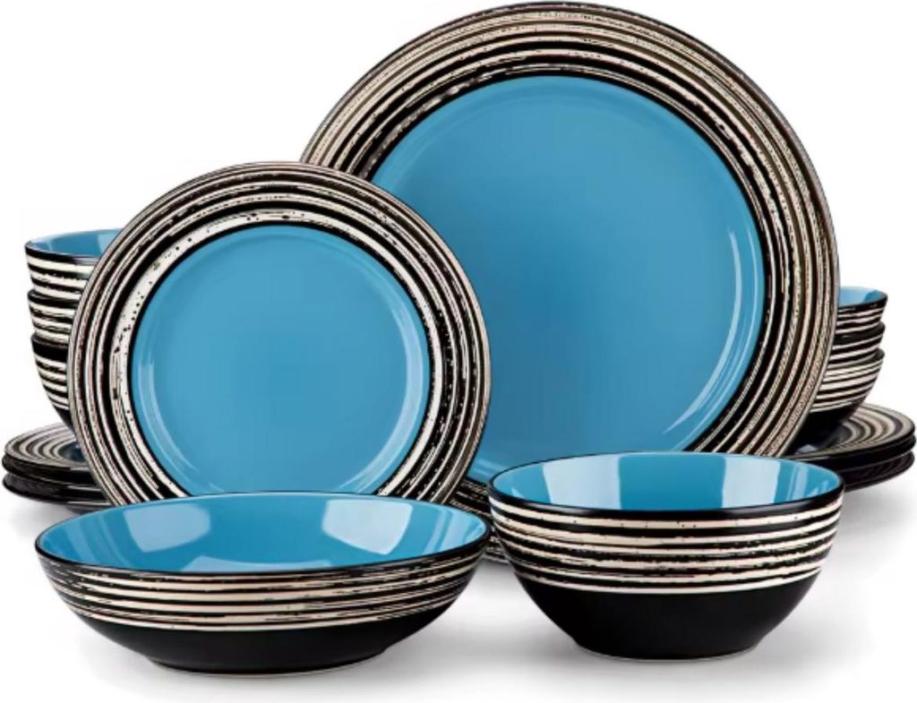 Sorella Serviesset – 16-teilig – 4 Personen – Blau – Essteller, Frühstücksteller und tiefe Teller
