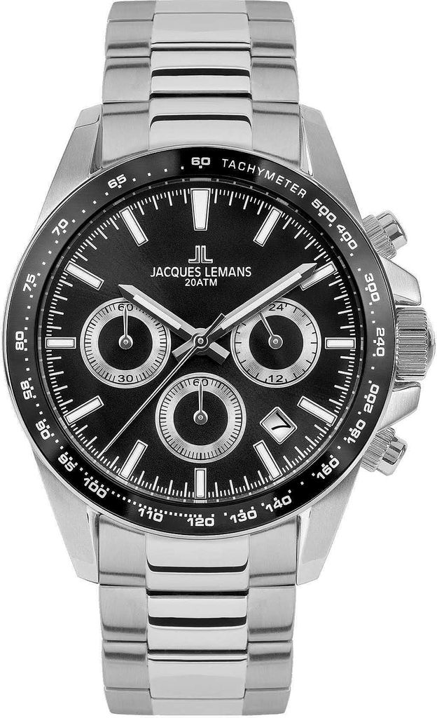 Jacques Lemans Chronograaf, Liverpool, stalen kast, zwarte Productafbeelding 